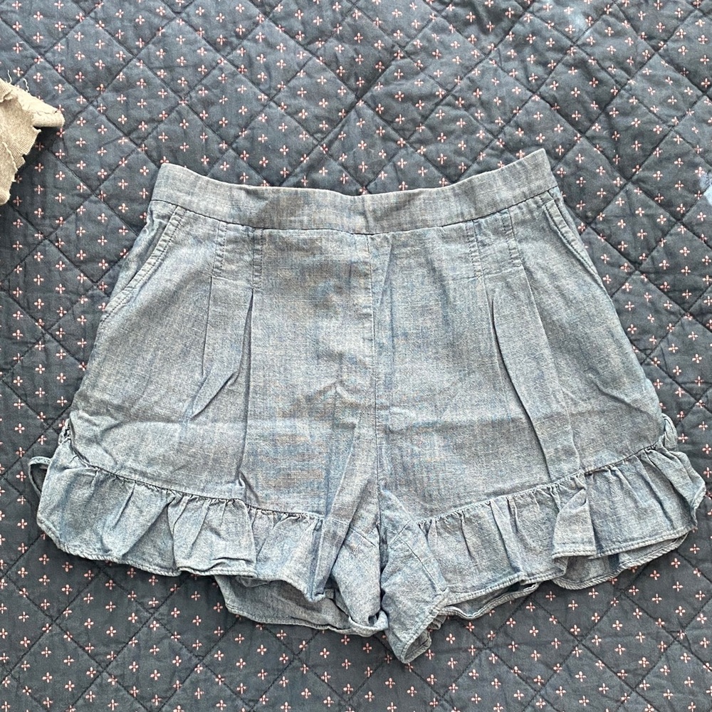 J. Crew Chambray Ruffled Shorts